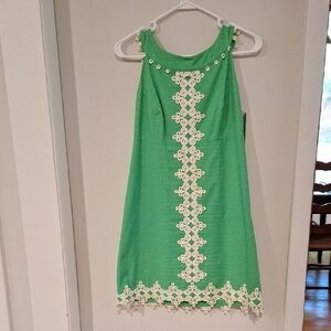 Lilly Pulitzer Green Halter Mini Dress with White Lace